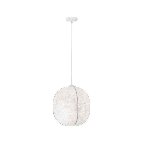 Biała metalowa lampa wisząca z tekstylnym kloszem ø 42 cm Pierida – Nova Luce