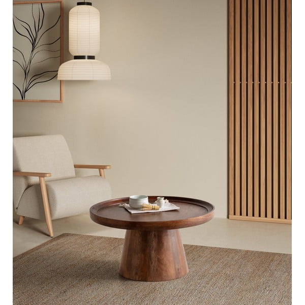 Ciemnobrązowy okrągły stolik z litego drewna mango ø 80 cm Rose – MOME-image-1