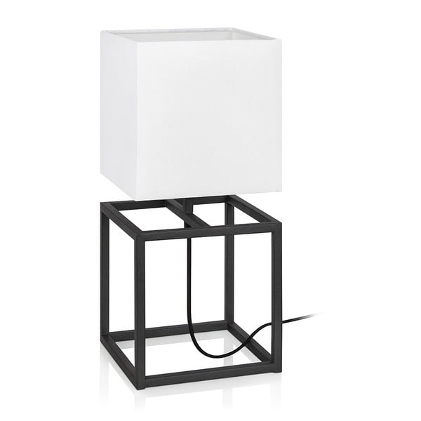 Czarno-biała lampa stołowa Markslöjd Cube, 20x20 cm