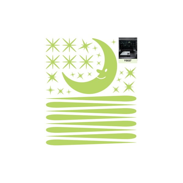 Naklejki ścienne świecące w ciemności Ambiance Moon And Falling Stars-image-1