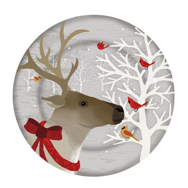 Talerz szklany ze świątecznym motywem PPD Xmas Plate Deer Friends Duro, ⌀ 32 cm