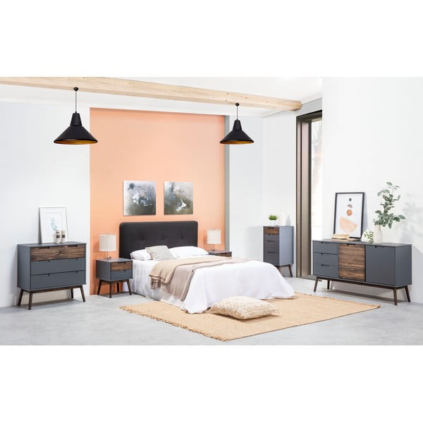 Antracytowa/ciemnobrązowa wysoka komoda z litego drewna sosnowego 80x82 cm Nussa – Marckeric-image-1