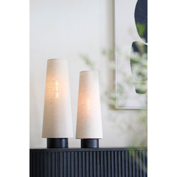 Beżowa metalowa lampa stołowa z tekstylnym kloszem (wysokość 42 cm) Howie – Light & Living-image-1