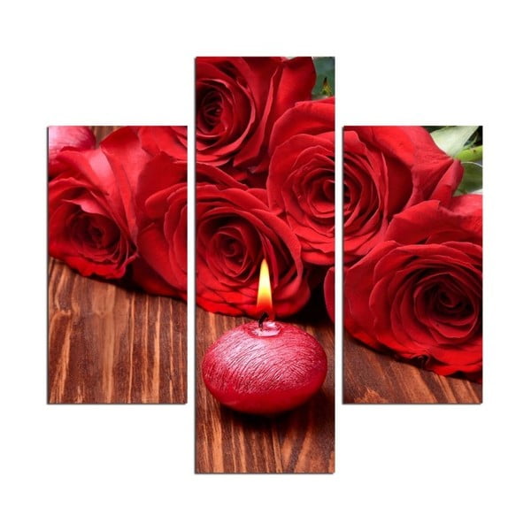 Czerwony obraz wieloczęściowy Mustaki Rose, 64x60 cm