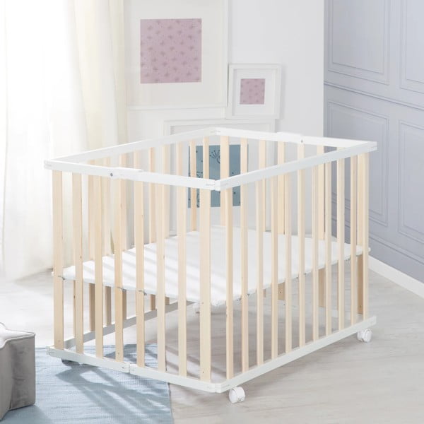 Biało-naturalny kojec dla dzieci 100x75 cm – Roba-image-4