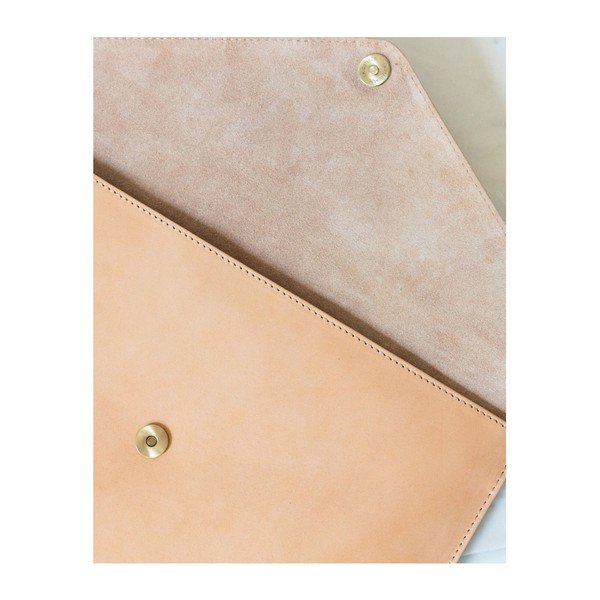 Beżowe etui skórzane na notebook 13" z zatrzaskiem O My Bag-image-3