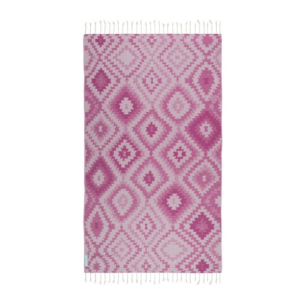 Fioletowy ręcznik hammam Begonville Vive, 180x95 cm