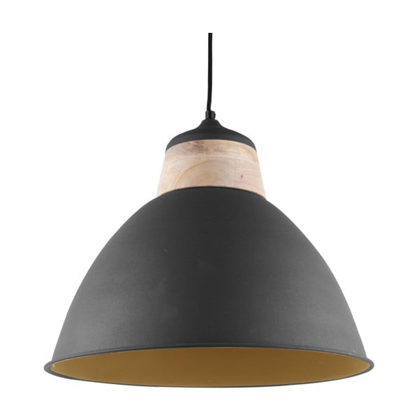 Czarna lampa wisząca z drewnianymi elementami Leitmotiv Farm, ⌀ 41 cm