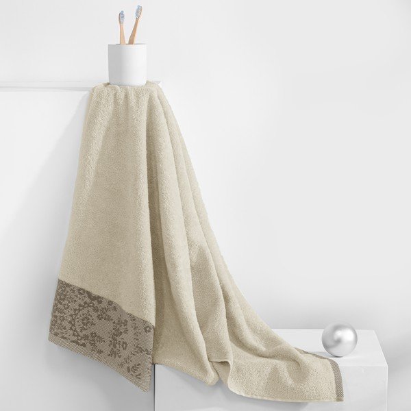 Beżowy bawełniany ręcznik kąpielowy frotte 70x140 cm Crea – AmeliaHome-image-2
