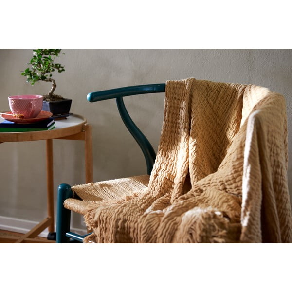 Beżowa narzuta na łóżko dwuosobowe 240x260 cm Reloved – JUNA-image-3