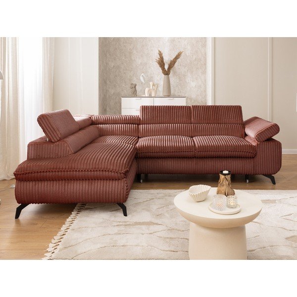 Sztruksowy narożnik w kolorze terakoty (lewostronny/w kształcie litery L) Marbeya  – Ropez-image-4