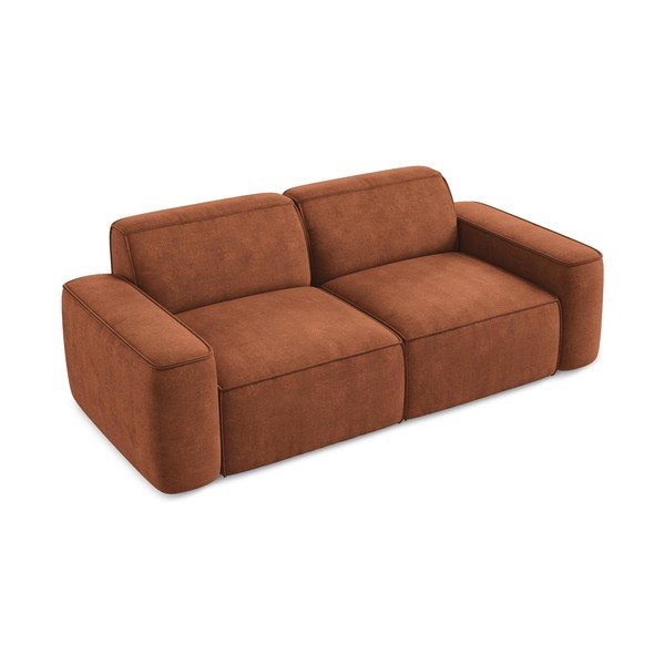 Sofa z tkaniny szenilowej w kolorze terakoty 204 cm Omao – Makamii-image-2