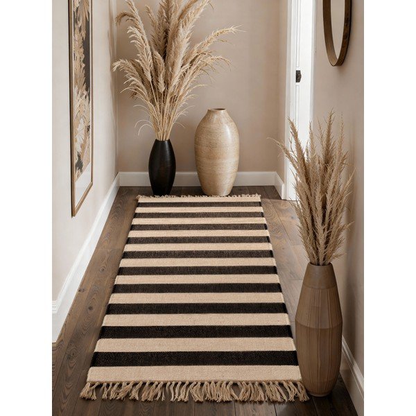 Czarny/kremowy chodnik z juty tkany ręcznie 80x200 cm Playa – Hanse Home-image-2