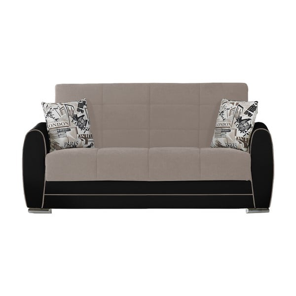 Szaro-czarna dwuosobowa sofa rozkładana ze schowkiem Esidra Rest