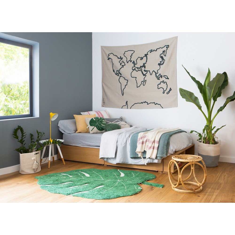 Ciemnozielony bawełniany dywan dziecięcy tkany ręcznie odpowiedni do prania 120x180 cm Monstera Leaf – Lorena Canals (zdjęcie 9)