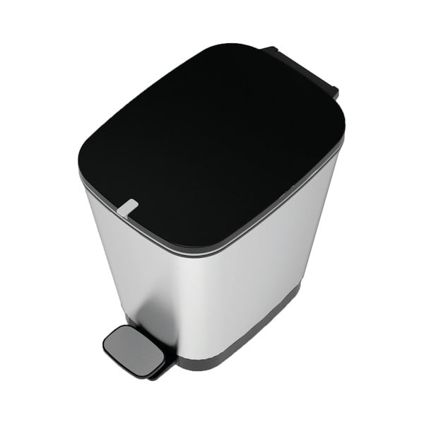 Plastikowy kosz na śmieci z pedałem w kolorze srebra 25 l Chic Bin – KIS-image-3