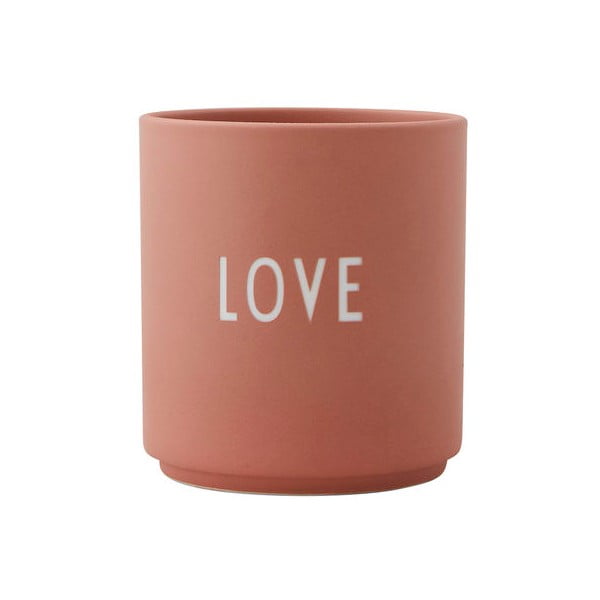 Różowy/beżowy porcelanowy kubek 300 ml Love – Design Letters
