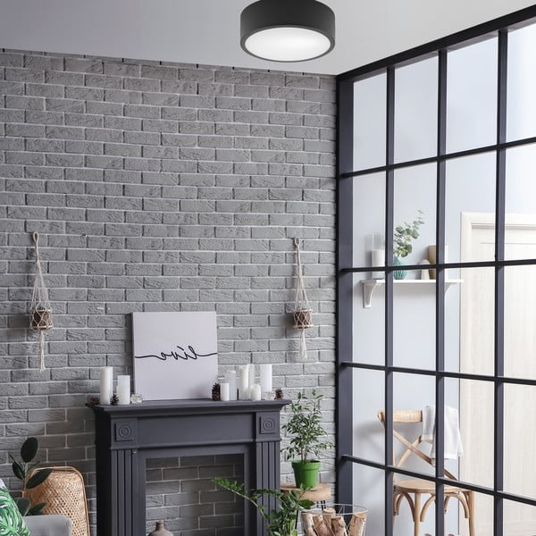 Czarna lampa sufitowa ze szklanym kloszem − LAMKUR-image-2