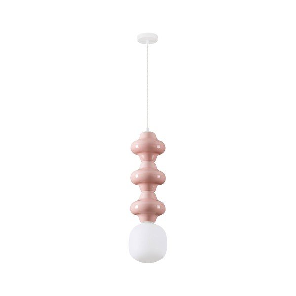 Biała/jasnoróżowa lampa wisząca ceramiczna ze szklanym kloszem ø 18 cm Clio – Nova Luce