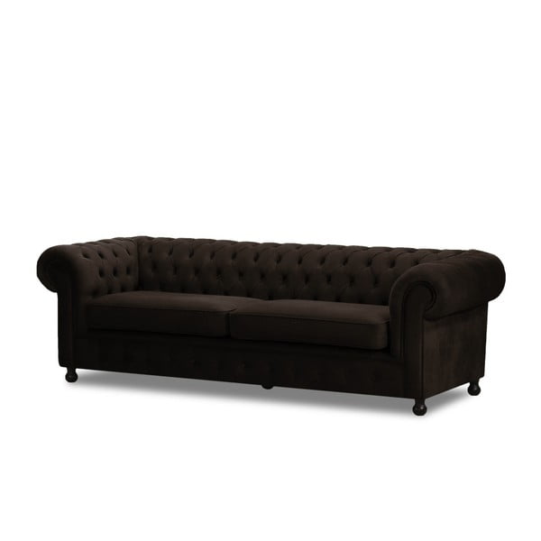 Czarna sofa trzyosobowa Wintech Chesterfield