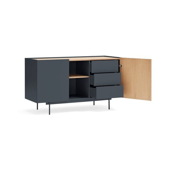 Antracytowo-naturalna niska komoda w dekorze dębu 130x78 cm Otto – Teulat-image-3
