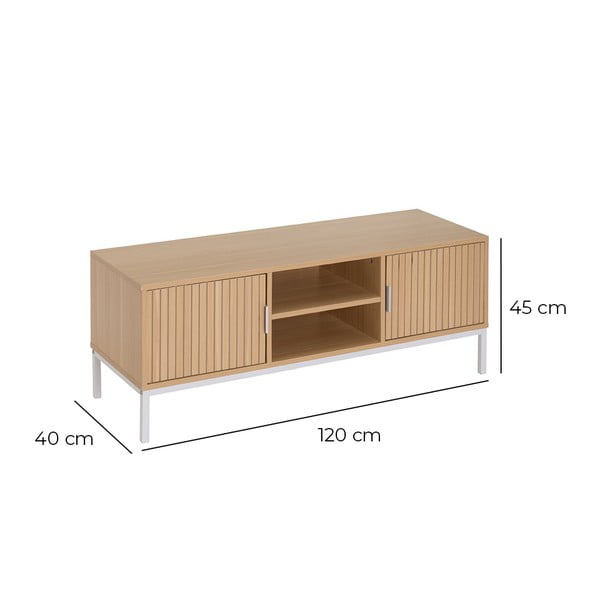 Szafka pod TV w dekorze dębu w naturalnym kolorze 120x45x40 cm Mid-Lines – Casa Selección-image-2