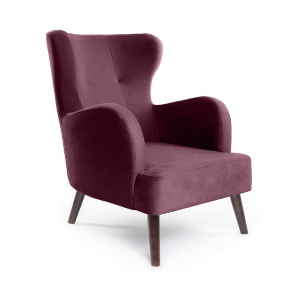 Fioletowy aksamitny fotel typu uszak Noemye – Bonami Selection