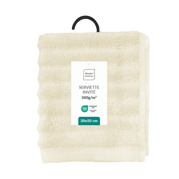 Kremowy bawełniany ręcznik frotte 30x50 cm Maya – douceur d'intérieur-image-4