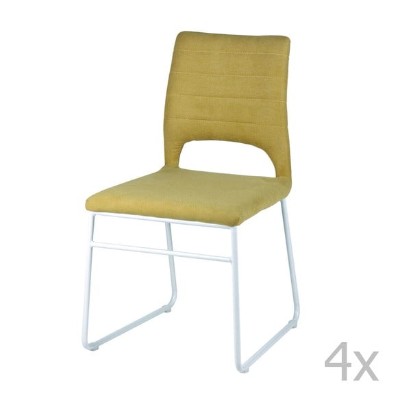 Zestaw 4 żółtych krzeseł do jadalni sømcasa Nessa