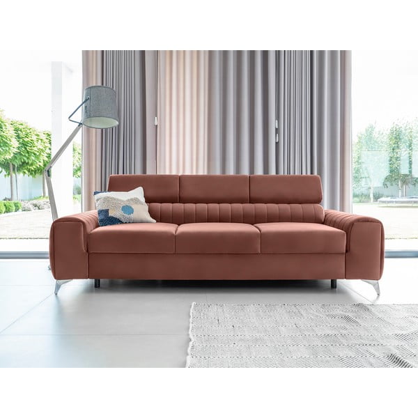 Różowa aksamitna rozkładana sofa 261 cm Laurence – ELTAP-image-3