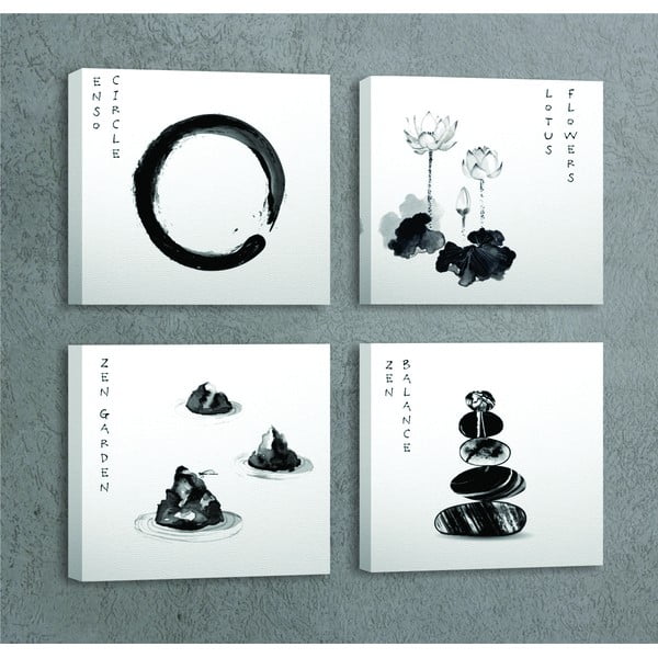 Obrazy zestaw 4 szt. 30x30 cm Japanese Zen – Wallity-image-1