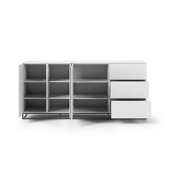 Biała komoda z białym blatem z 3 szufladami i 3 i czarnymi nóżkami dvířkami TemaHome Join-image-3
