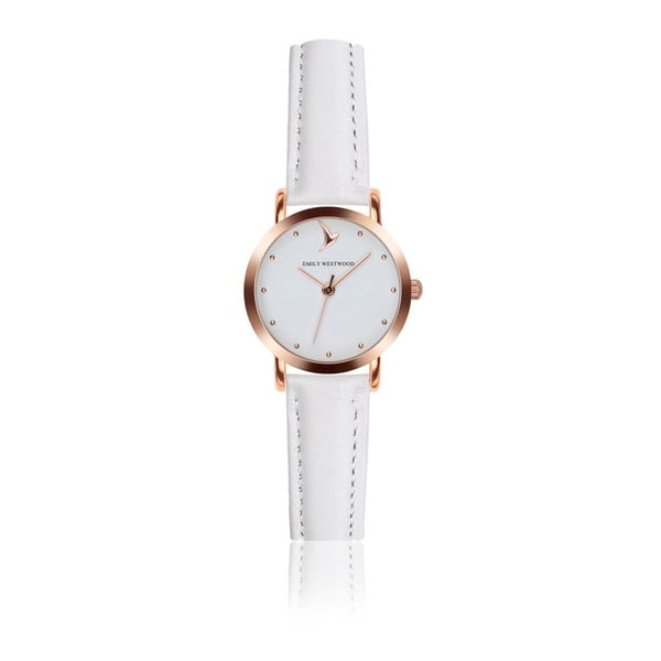Zegarek damski z białym paskiem ze skóry Emily Westwood Vintage