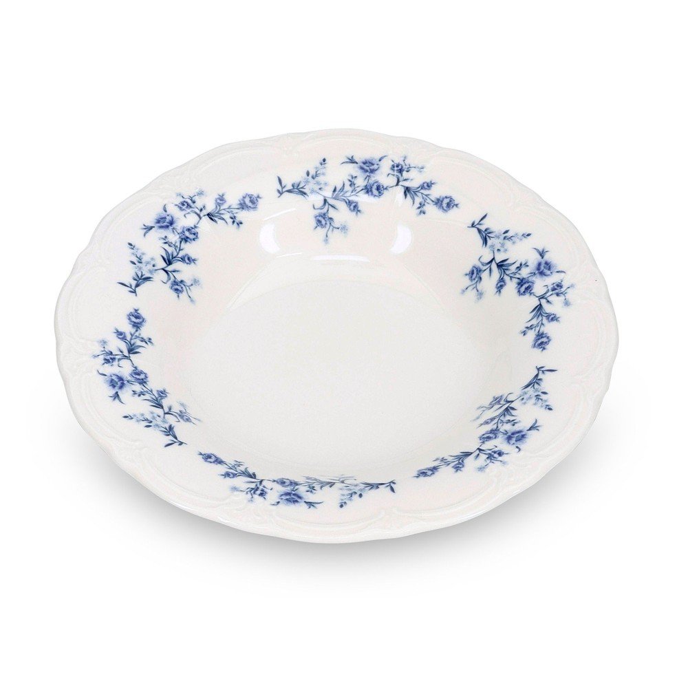 Biały/niebieski głęboki porcelanowy talerz ø 23,5 cm Retro – BonBistro