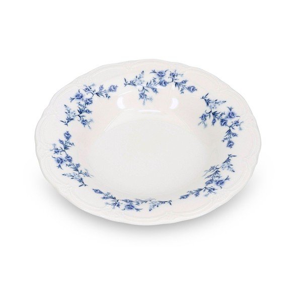 Biały/niebieski głęboki porcelanowy talerz ø 23,5 cm Retro – BonBistro