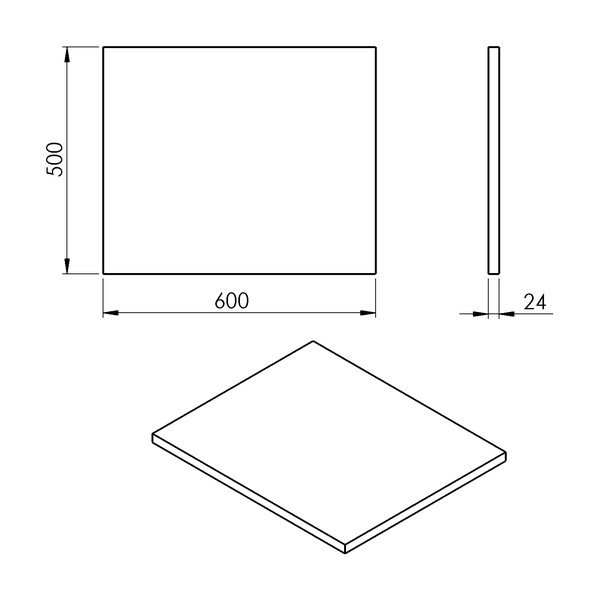 Biały blat łazienkowy  60x50 cm Plato – Sapho-image-2