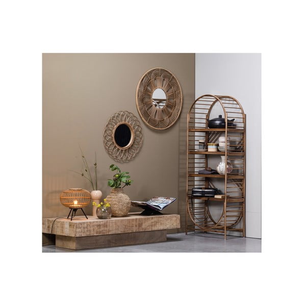 Lustro z bambusową ramą ścienne ø 76 cm Obi – WOOOD-image-2