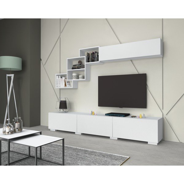 Biały stolik pod telewizor 210x40 cm Fly - Gauge Concept