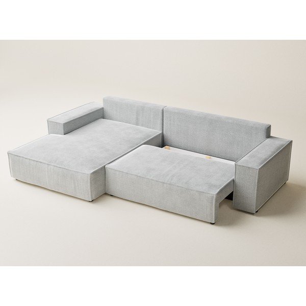 Jasnoszary rozkładany/ze schowkiem narożnik z tkaniny szenilowej (lewostronny/z szezlongiem) Maze – Maison de Rêve-image-4