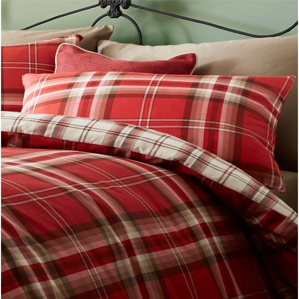 Czerwona pościel jednoosobowa Catherine Lansfield Kelso Red, 135x200 cm-image-1