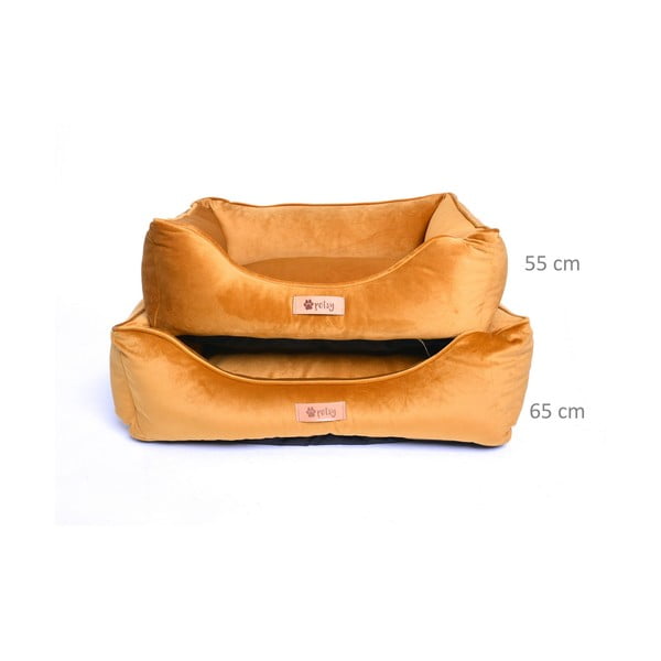 Aksamitne legowisko w kolorze złotym 65x50 cm Royal – Petsy-image-1