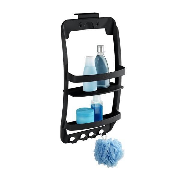 Czarna wisząca plastikowa półka łazienkowa bez wiercenia Universal – Wenko
