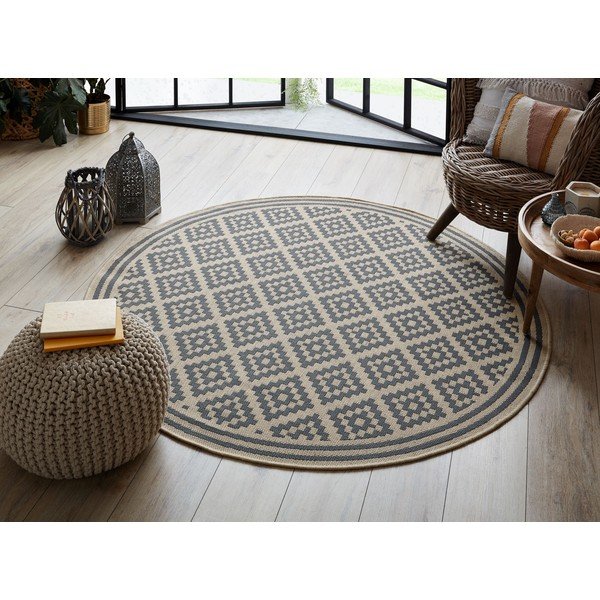 Szaro-beżowy okrągły dywan odpowiedni na zewnątrz ø 160 cm Moretti – Flair Rugs-image-2