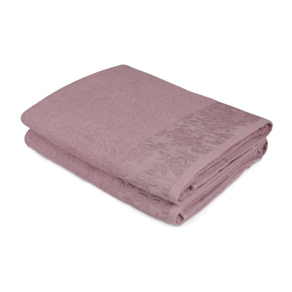 Komplet 2 fioletowych bawełnianych ręczników Ressmo, 90x150 cm