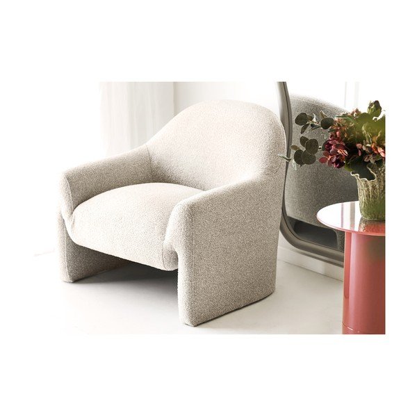 Kremowy fotel z tkaniny szenilowej Zahara – House Nordic-image-3