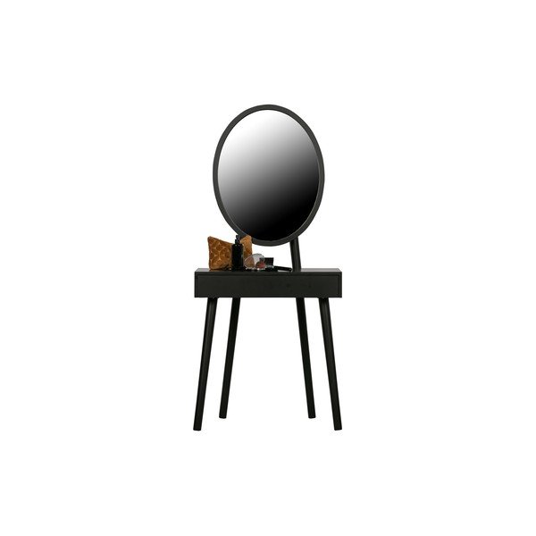 Czarna toaletka z nogami z drewna sosnowego WOOOD Vanity-image-2