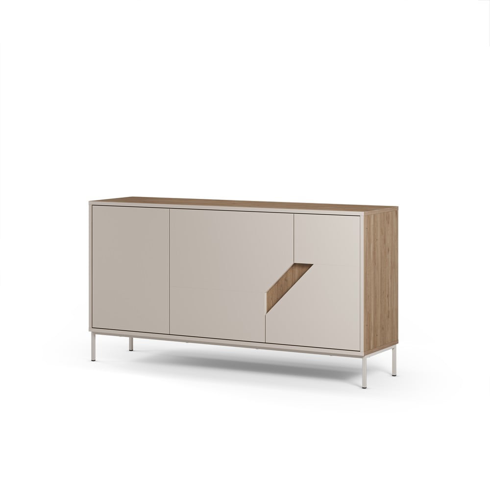 Kremowo-naturalna komoda w dekorze dębu 150x80x40 cm Lilou – Marckeric (zdjęcie 5)
