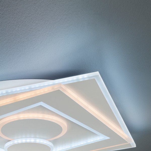 Biała metalowa lampa sufitowa LED ze zdalnym sterowaniem i ściemniaczem 50x50 cm Ratio – Fischer & Honsel-image-2