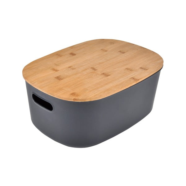 Antracytowy plastikowy pojemnik z pokrywką 24x18x12,5 cm – Homéa