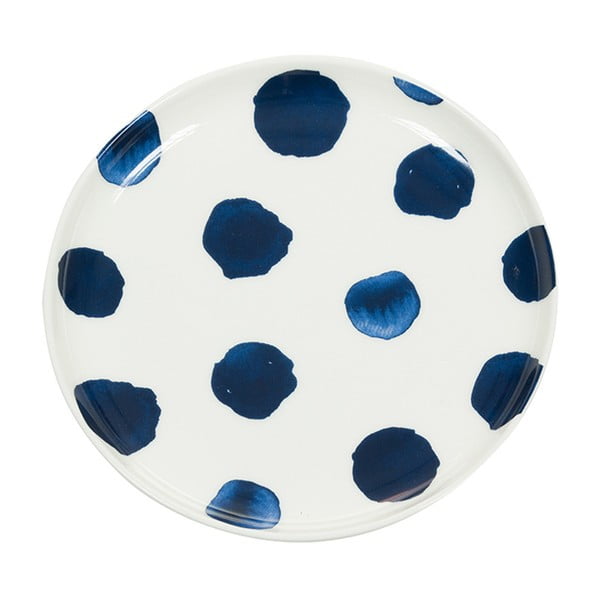 Niebiesko-biały talerz porcelanowy Santiago Pons Dotty, ⌀ 16 cm 